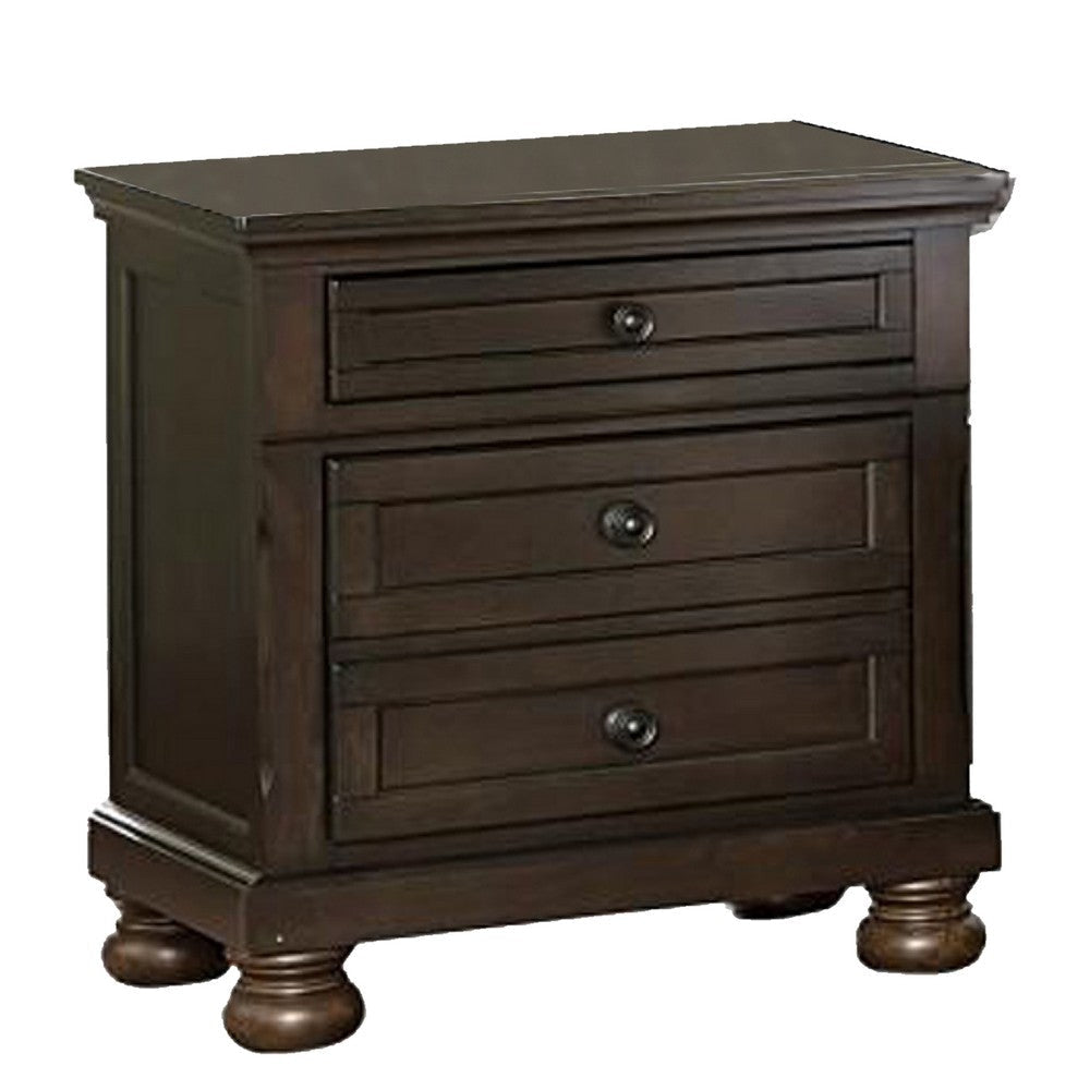 Oria 4 Piece Bedroom Set | Queen Size | Dark Brown | Round Knobs BM329319