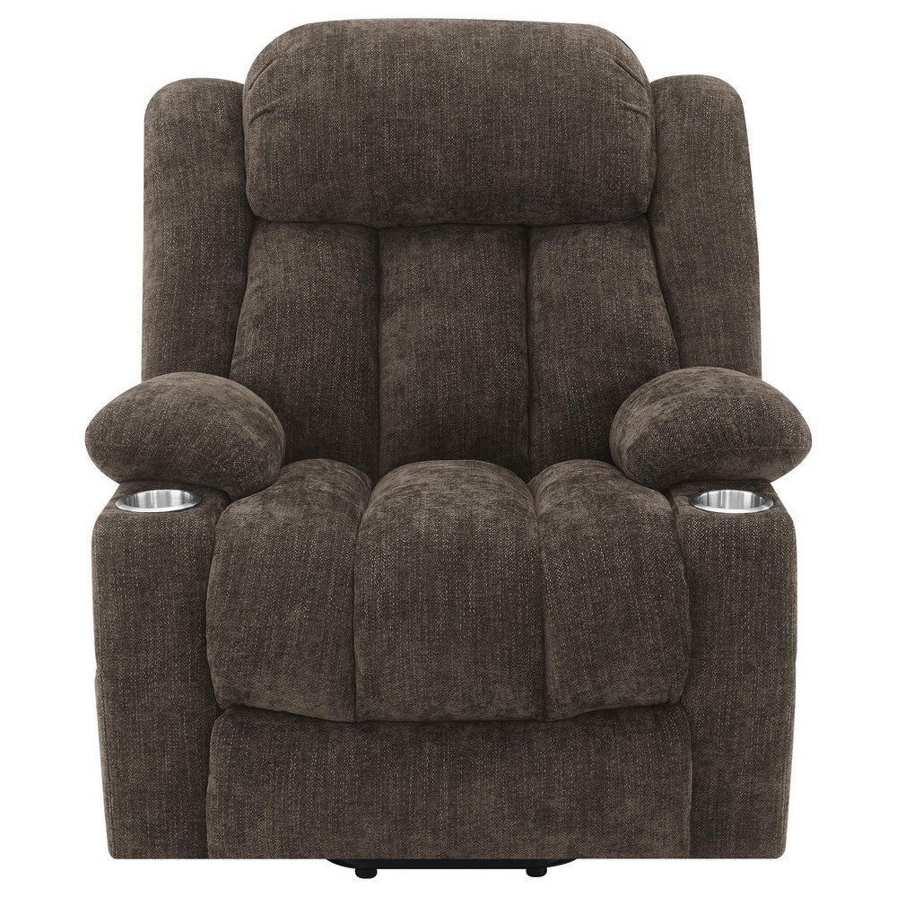 Limi Power Lift Recliner Chair Dark Brown USB Port Cupholders BM329617