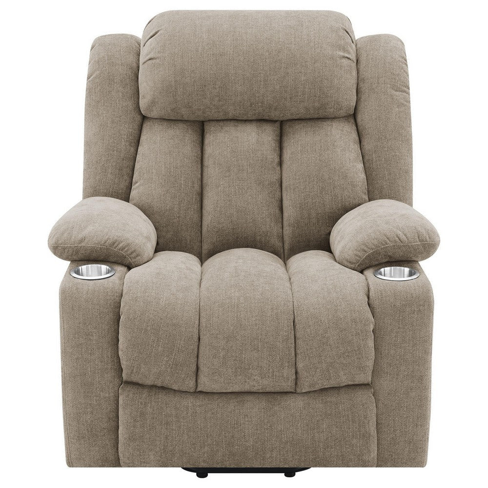 Limi Power Lift Recliner Chair Camel Brown USB Port Cupholders BM329618