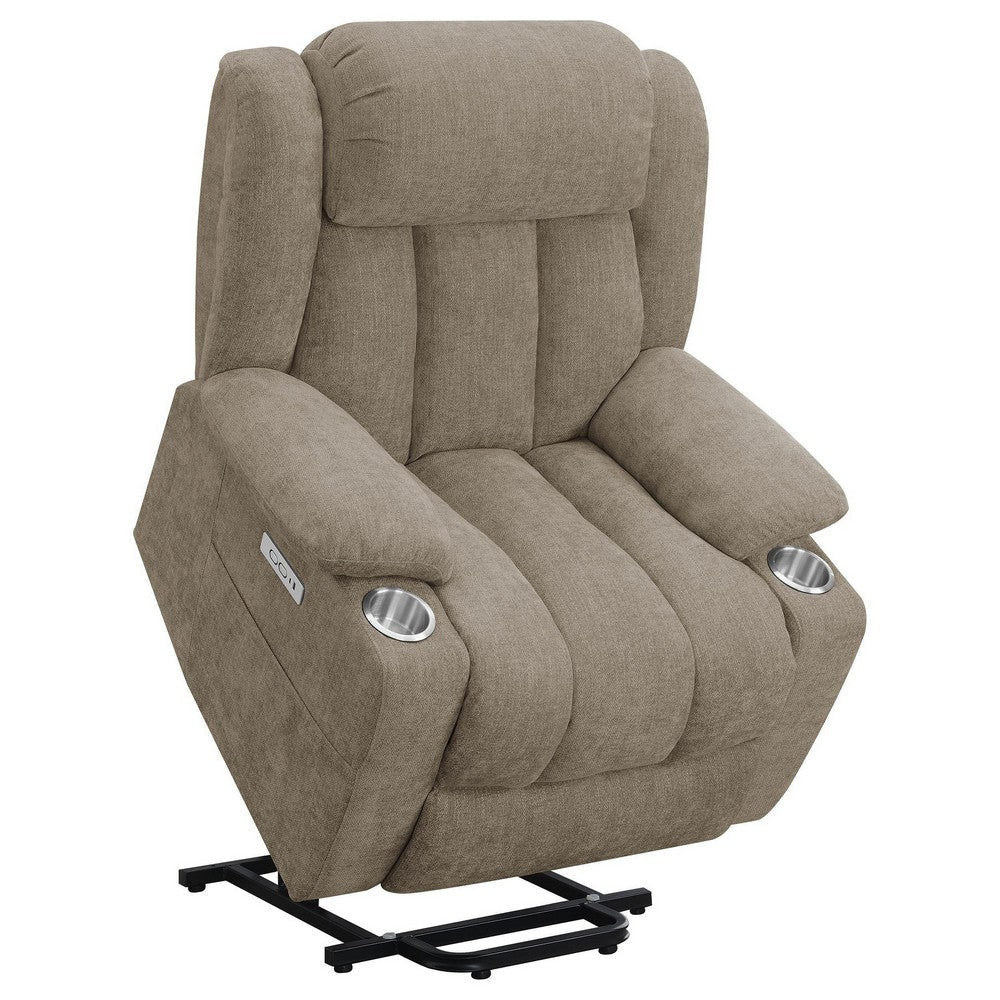 Limi Power Lift Recliner Chair Camel Brown USB Port Cupholders BM329618