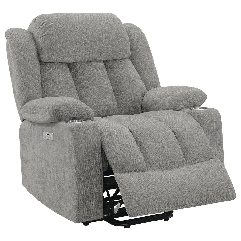 Limi Power Lift Recliner Chair Light Gray USB Port Cupholders BM329619