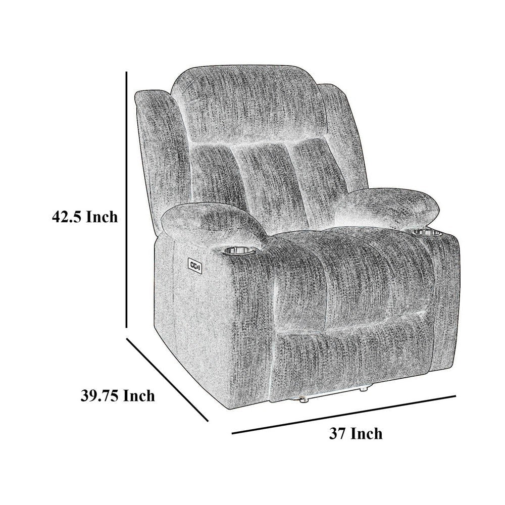 Limi Power Lift Recliner Chair Light Gray USB Port Cupholders BM329619