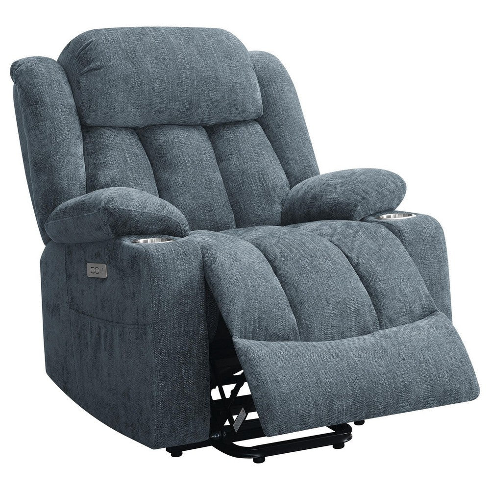 Limi Power Lift Recliner Chair Slate Blue USB Port Cupholders BM329620