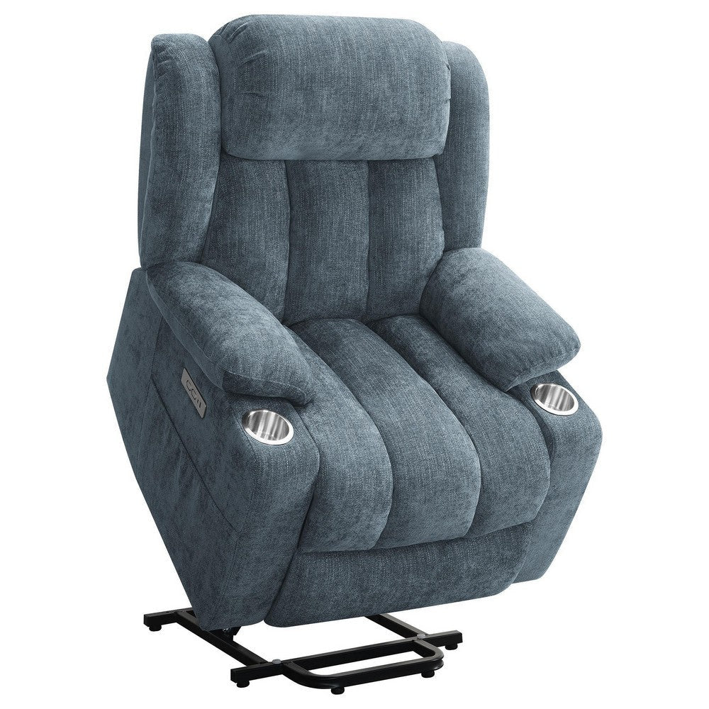 Limi Power Lift Recliner Chair Slate Blue USB Port Cupholders BM329620