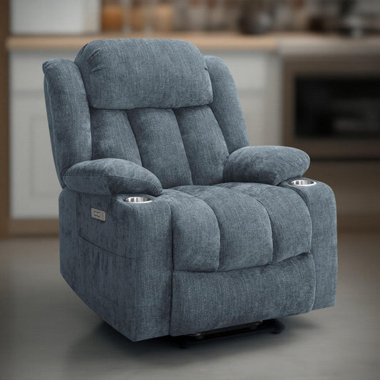 Limi Power Lift Recliner Chair, Slate Blue, USB Port, Cupholders