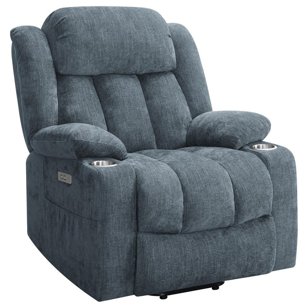 Limi Power Lift Recliner Chair Slate Blue USB Port Cupholders BM329620