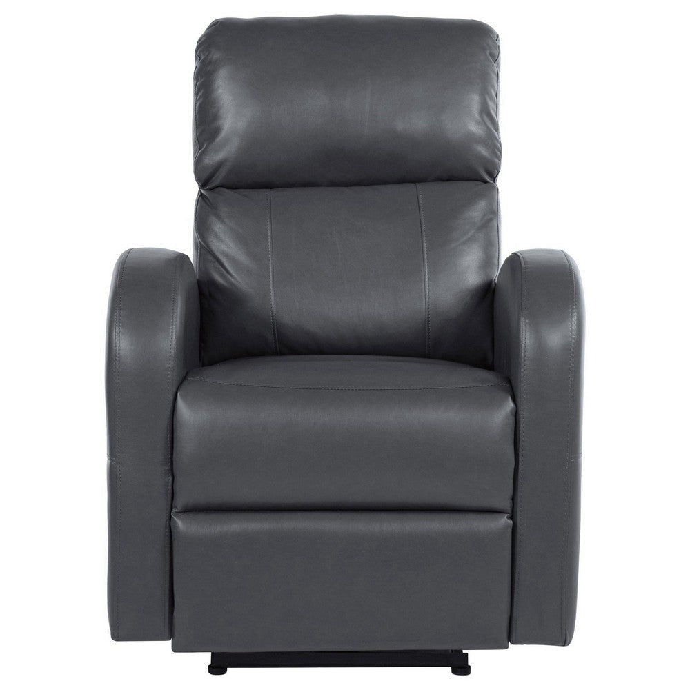 Nami Power Recliner Chair Rich Gray Faux Leather Plush Pillow Back BM329621