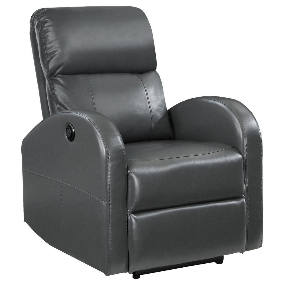 Nami Power Recliner Chair Rich Gray Faux Leather Plush Pillow Back BM329621