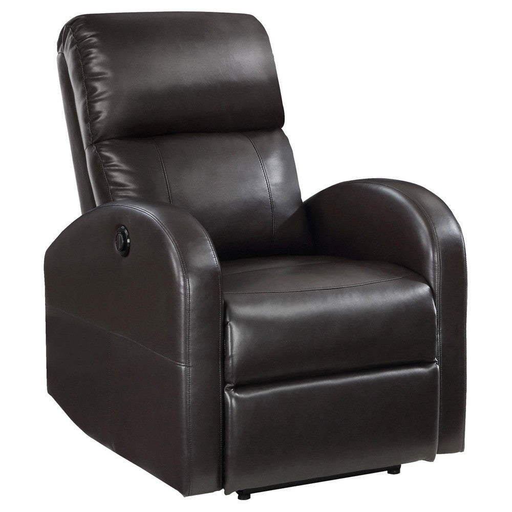 Nami Power Recliner Chair Plush Cushioned Espresso Brown Faux Leather BM329622