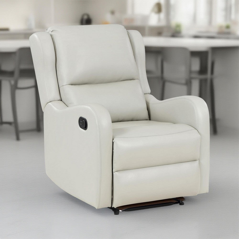 Mayra Manual Recliner Chair, English Arms, Plush Ivory Faux Leather