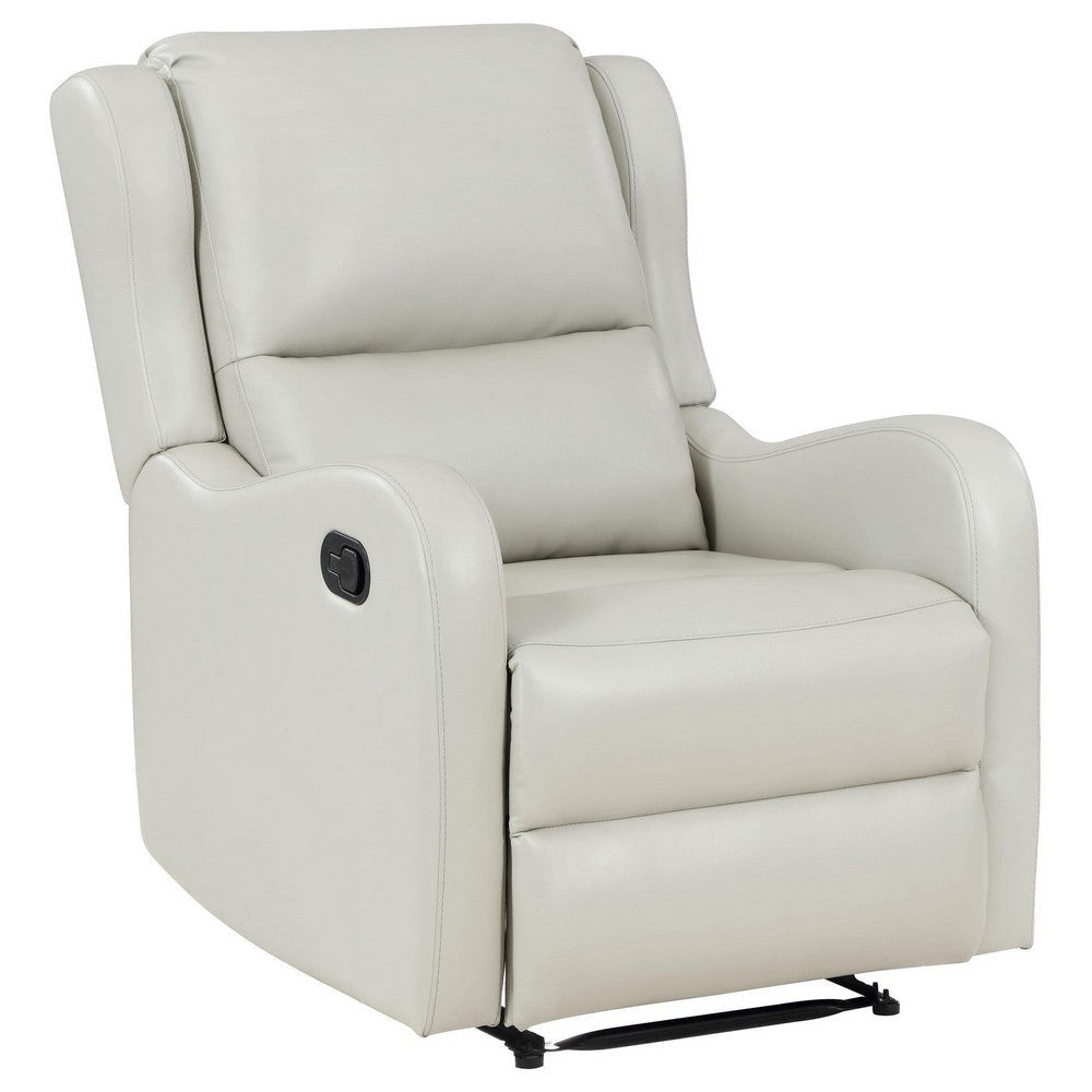 Mayra Manual Recliner Chair English Arms Plush Ivory Faux Leather BM329623