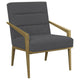 Kiara Accent Chair, Channel Tufted Dark Gray Fabric, Gold Metal Frame