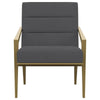 Kiara Accent Chair Channel Tufted Dark Gray Fabric Gold Metal Frame BM329625