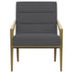 Kiara Accent Chair Channel Tufted Dark Gray Fabric Gold Metal Frame BM329625