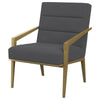 Kiara Accent Chair Channel Tufted Dark Gray Fabric Gold Metal Frame BM329625