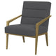 Kiara Accent Chair Channel Tufted Dark Gray Fabric Gold Metal Frame BM329625