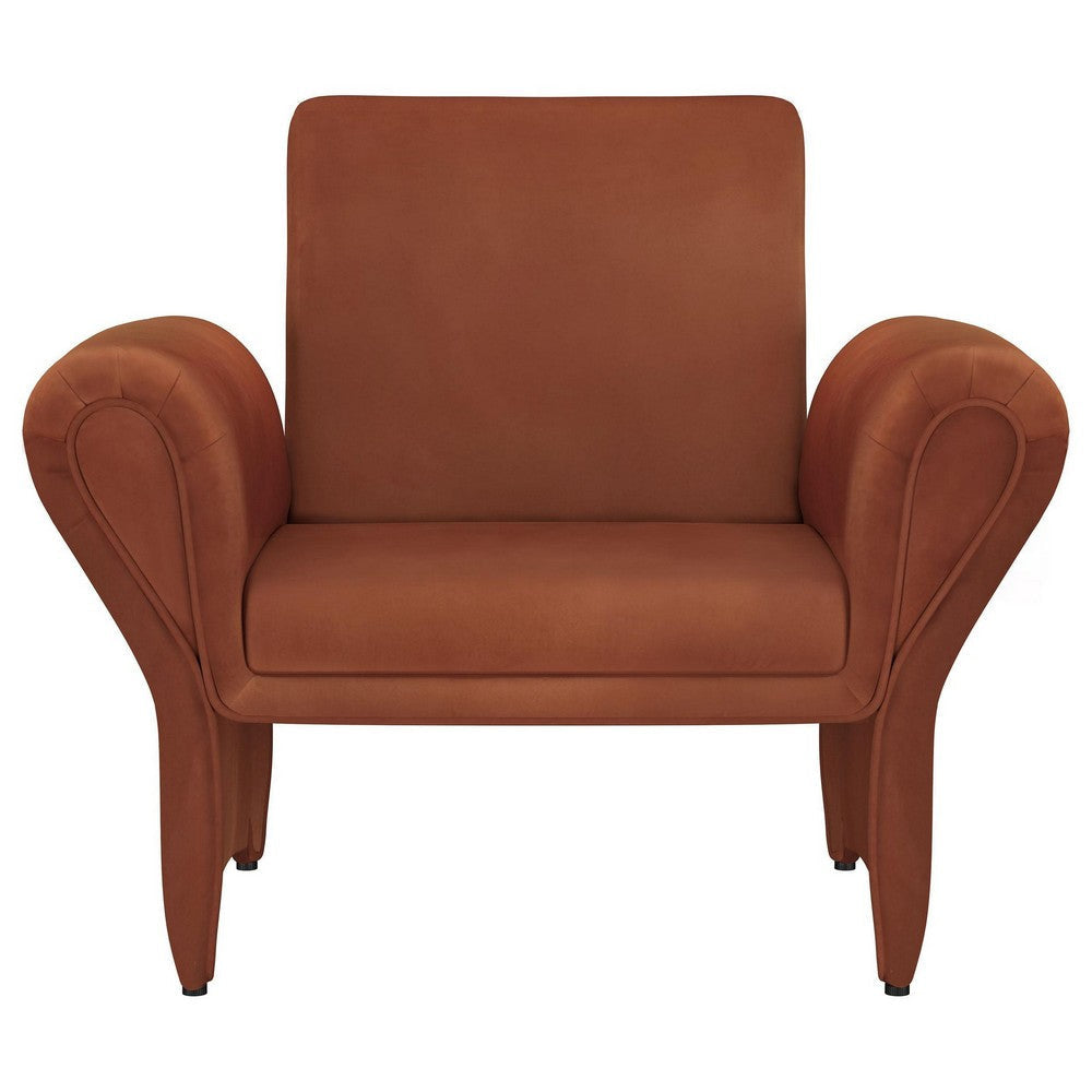 Lione Accent Armchair Contemporary Rolled Flared Arms Rust Brown BM329626