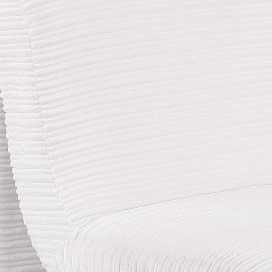 Adira Accent Chair, Modern Curved Armless Body, Ribbed Ivory Fabric