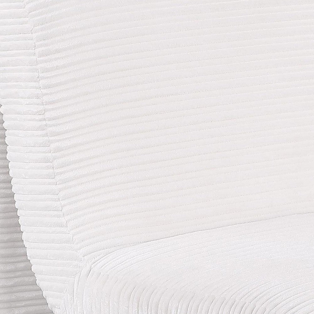 Adira Accent Chair, Modern Curved Armless Body, Ribbed Ivory Fabric