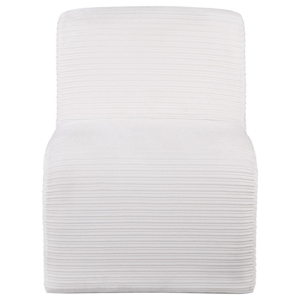 Adira Accent Chair Modern Curved Armless Body Ribbed Ivory Fabric