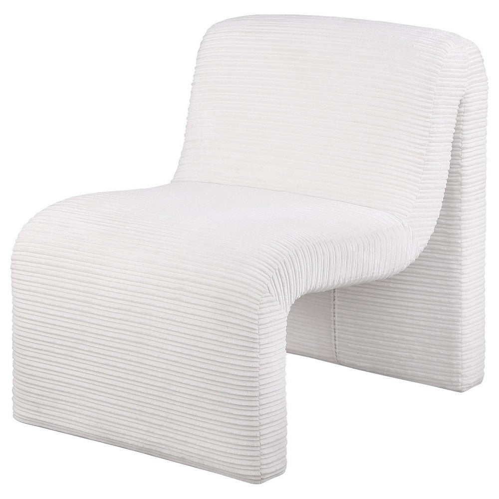 Adira Accent Chair Modern Curved Armless Body Ribbed Ivory Fabric
