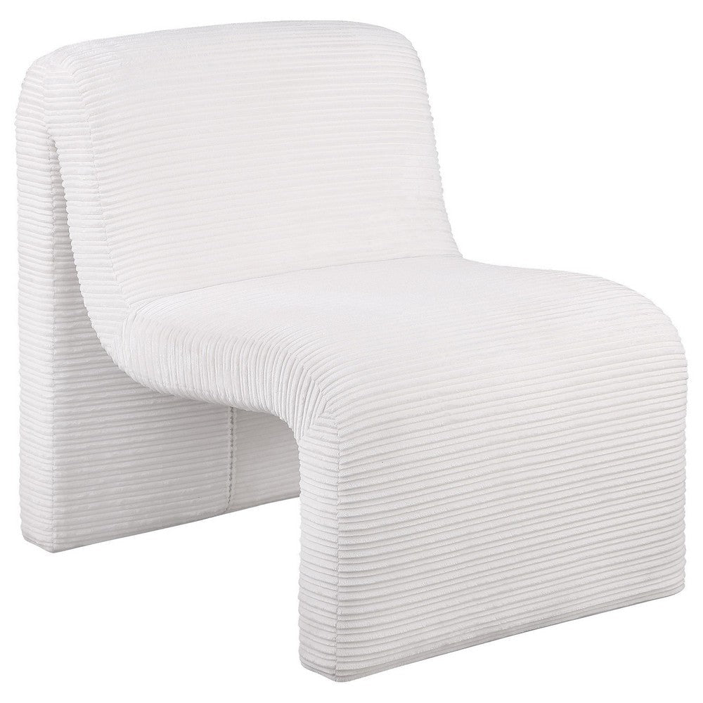 Adira Accent Chair Modern Curved Armless Body Ribbed Ivory Fabric