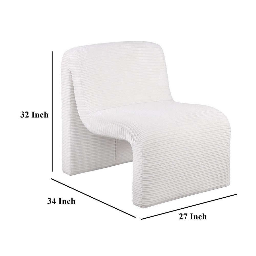 Adira Accent Chair Modern Curved Armless Body Ribbed Ivory Fabric