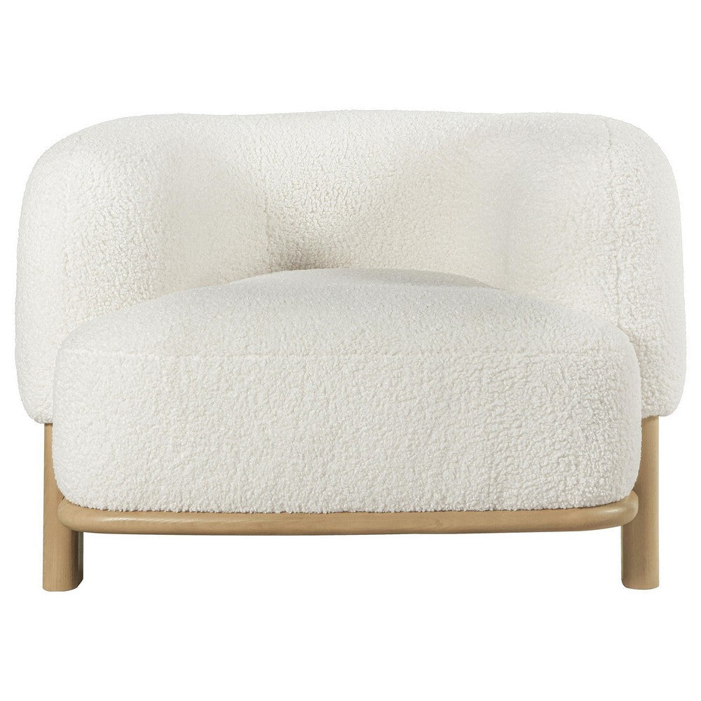 Linia Accent Chair Soft Cushioned Barrel Back Ivory Brown Wood