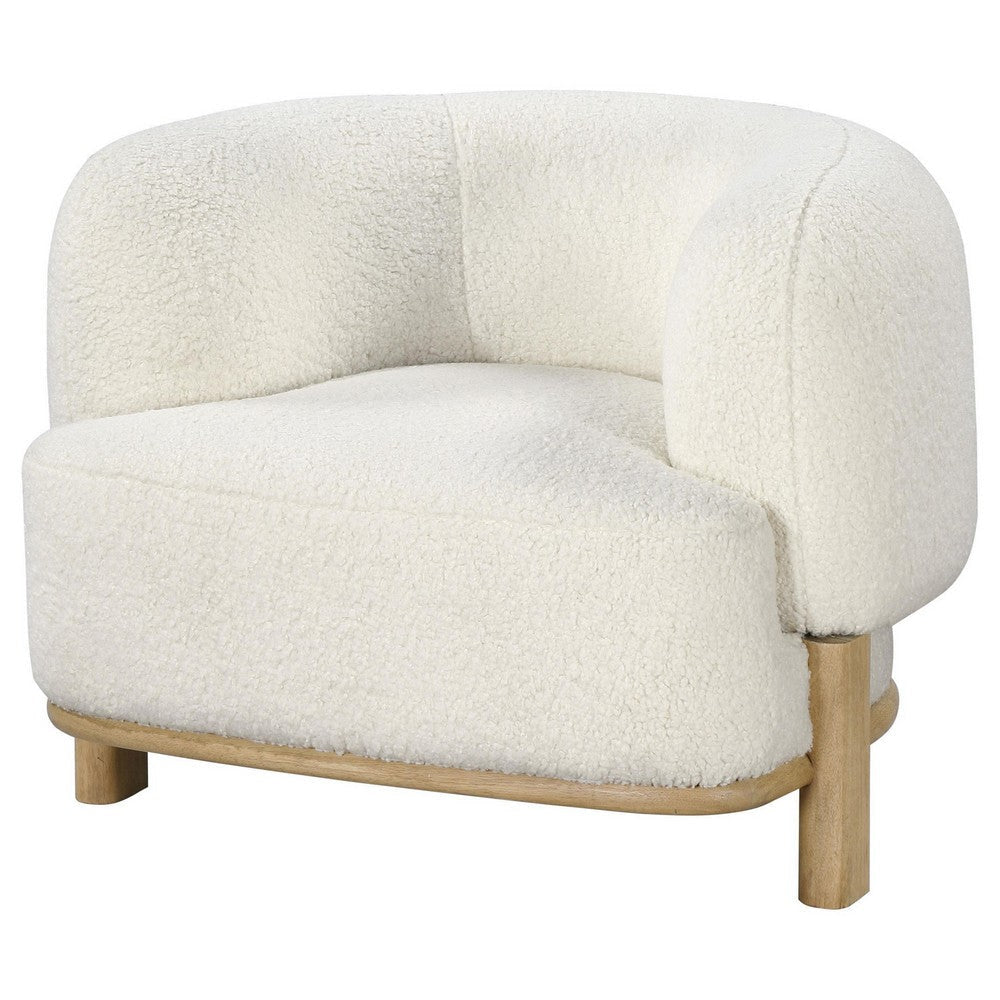 Linia Accent Chair Soft Cushioned Barrel Back Ivory Brown Wood