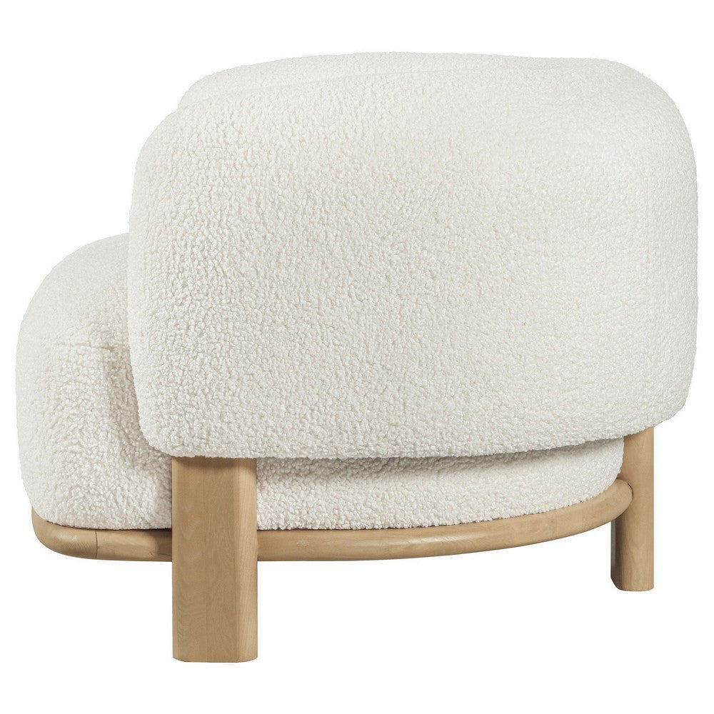 Linia Accent Chair Soft Cushioned Barrel Back Ivory Brown Wood