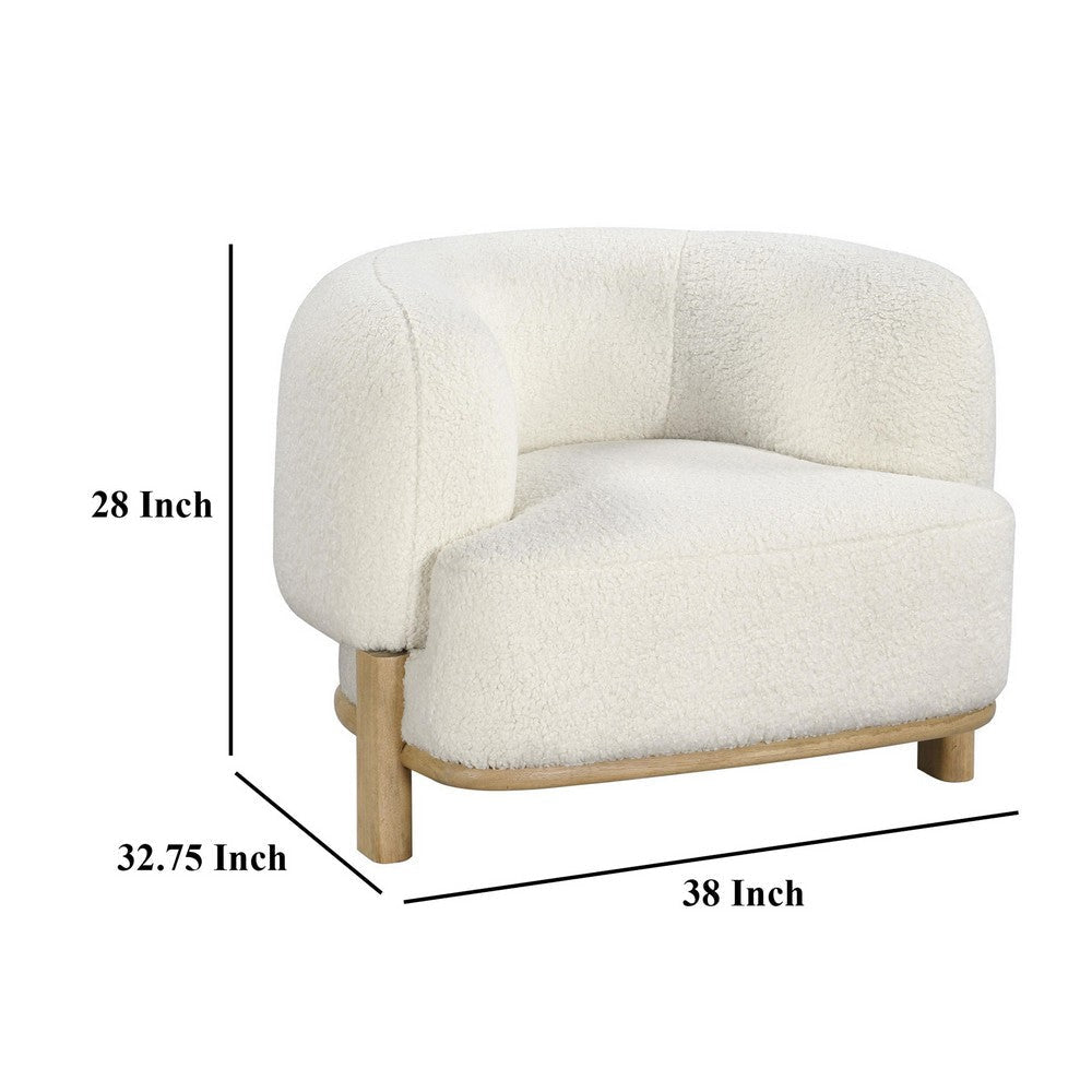Linia Accent Chair Soft Cushioned Barrel Back Ivory Brown Wood
