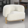 Linia, Accent Chair, Soft Cushioned Barrel Back, Ivory, Brown Wood