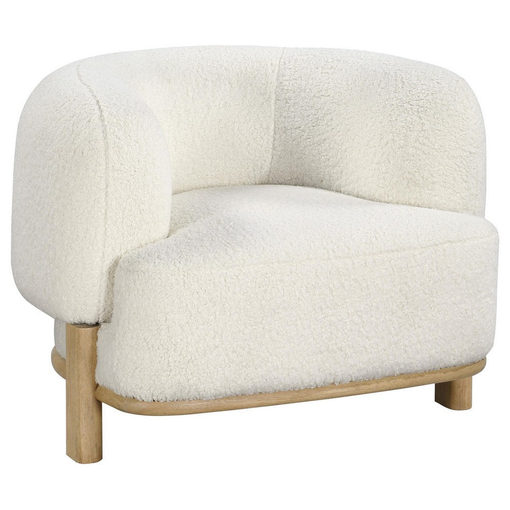 Linia Accent Chair Soft Cushioned Barrel Back Ivory Brown Wood
