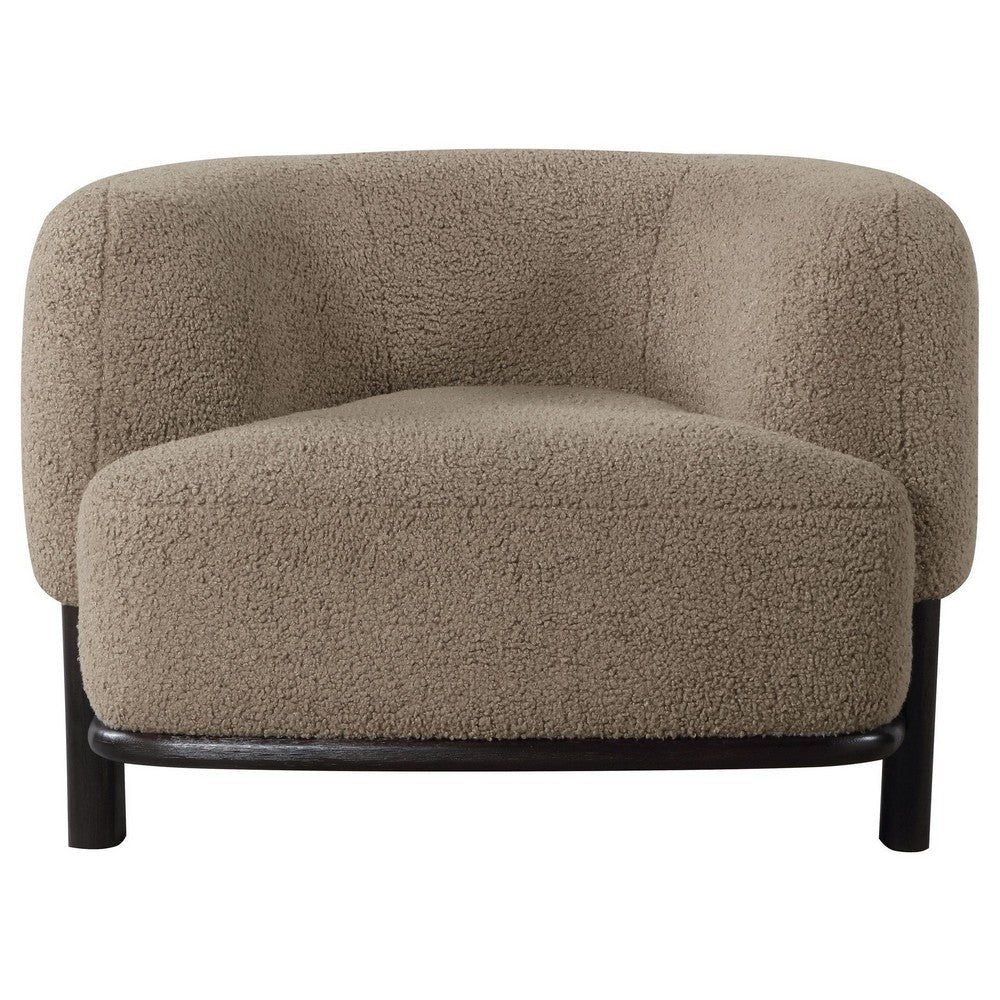 Linia Accent Chair Soft Cushioned Barrel Back Brown Black Wood