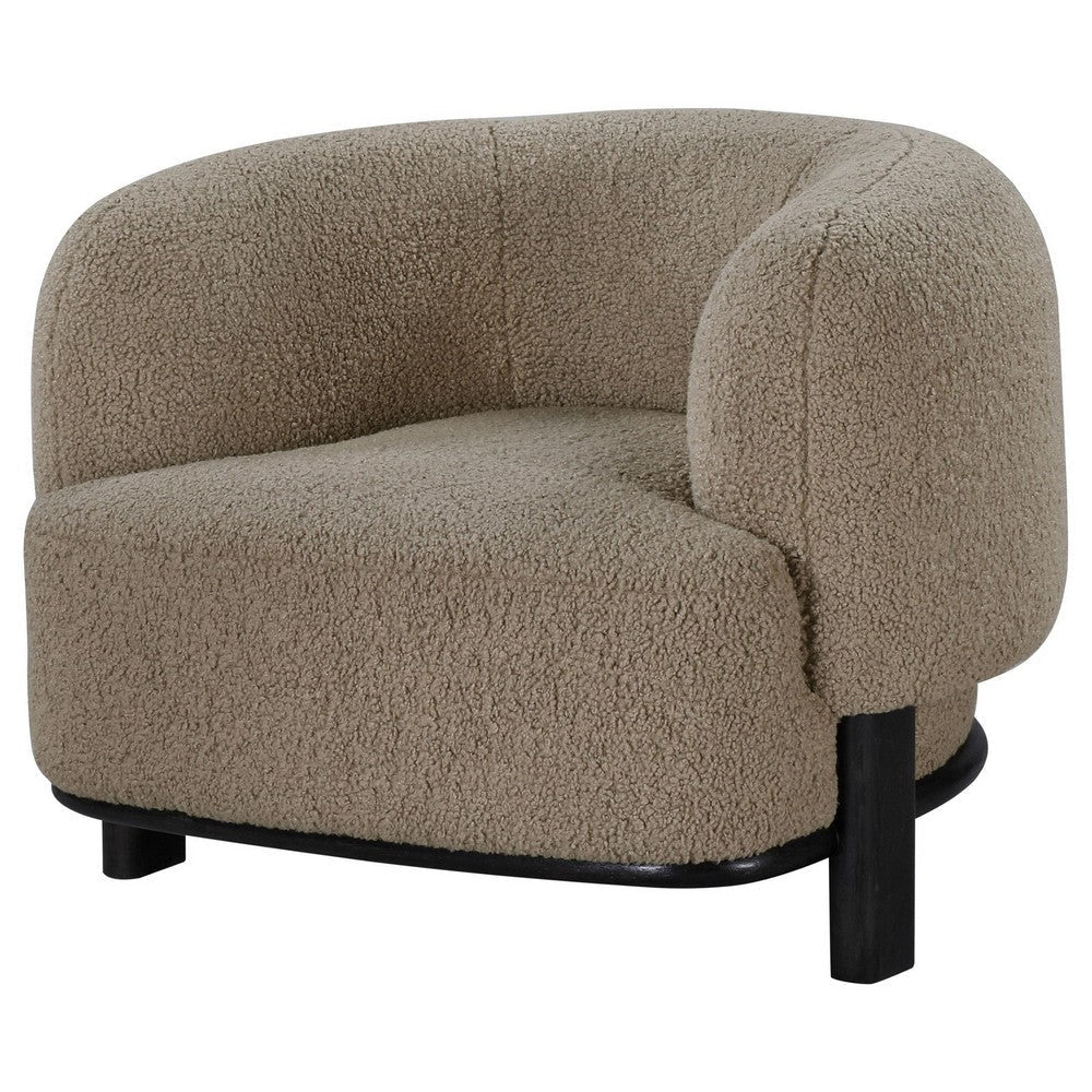 Linia Accent Chair Soft Cushioned Barrel Back Brown Black Wood