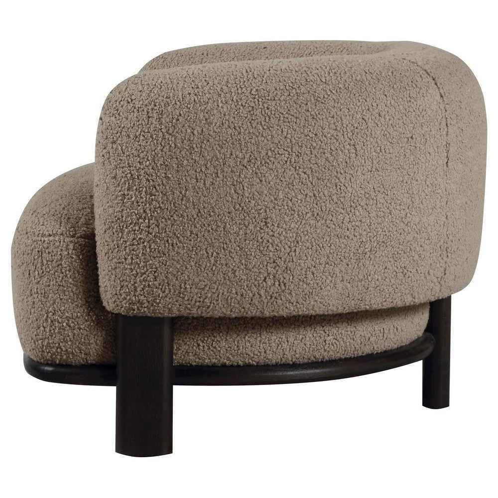 Linia Accent Chair Soft Cushioned Barrel Back Brown Black Wood