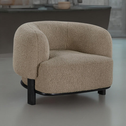 Linia, Accent Chair, Soft Cushioned Barrel Back, Brown, Black Wood