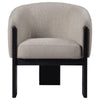 Vala Accent Chair Modern Plush Beige Boucle Barrel Back Black Wood BM329633