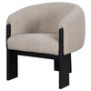 Vala Accent Chair Modern Plush Beige Boucle Barrel Back Black Wood BM329633