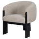 Vala Accent Chair Modern Plush Beige Boucle Barrel Back Black Wood BM329633