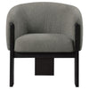 Vala Accent Chair Modern Plush Gray Boucle Barrel Back Black Wood BM329634