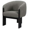 Vala Accent Chair Modern Plush Gray Boucle Barrel Back Black Wood BM329634