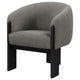 Vala Accent Chair Modern Plush Gray Boucle Barrel Back Black Wood BM329634
