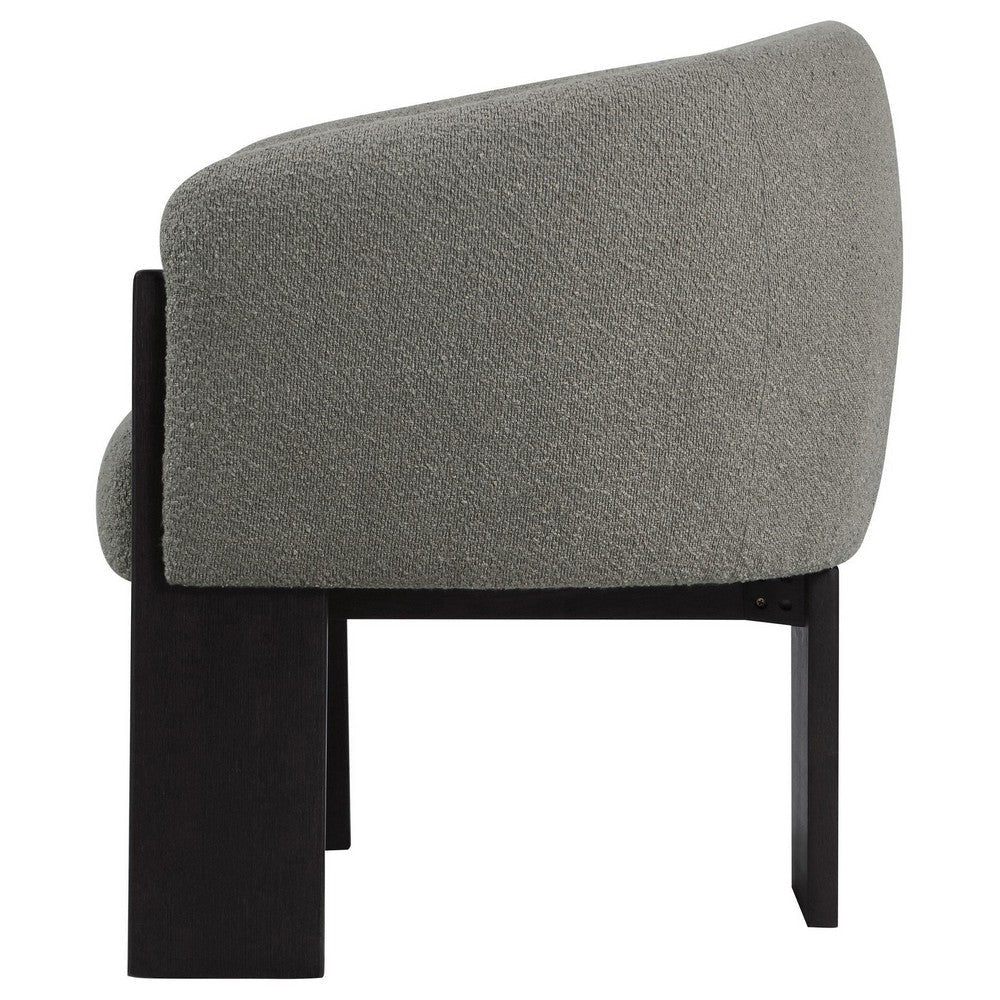 Vala Accent Chair Modern Plush Gray Boucle Barrel Back Black Wood BM329634