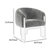 Vala Accent Chair Modern Plush Gray Boucle Barrel Back Black Wood BM329634