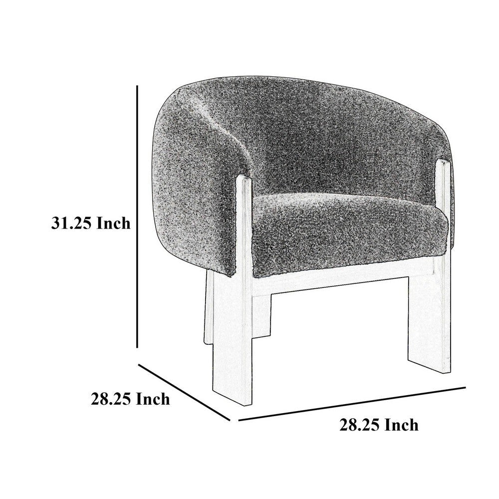 Vala Accent Chair Modern Plush Gray Boucle Barrel Back Black Wood BM329634