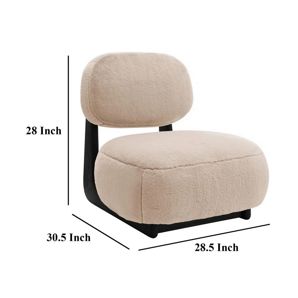 Diasa Armless Accent Chair, Camel Brown Fabric, Thick Foam Cushions