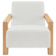 Fitz Accent Chair Soft Ivory Boucle Cushions Natural Brown Wood