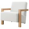 Fitz Accent Chair Soft Ivory Boucle Cushions Natural Brown Wood