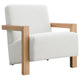 Fitz Accent Chair Soft Ivory Boucle Cushions Natural Brown Wood